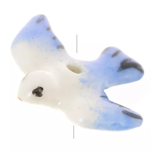 Oiseaux en céramique 6,5x22 mm Bleu/Jaune x4