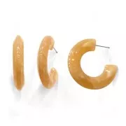 Créoles larges - effet marbré - en acrylique 35 mm - Sable - Blanc x2