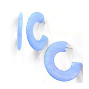 Créoles plates - effet marbré - en acrylique 47 mm - Sable - Blanc x2