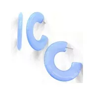 Créoles plates - effet marbré - en acrylique 47 mm - Sable - Blanc x2