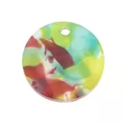Sequin rond en plexiglas 19 mm motif écaille de tortue - Multicolore x1
