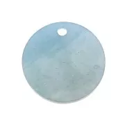 Sequin rond en plexiglas pailleté 19 mm - Bleu gris - Gris clair x1