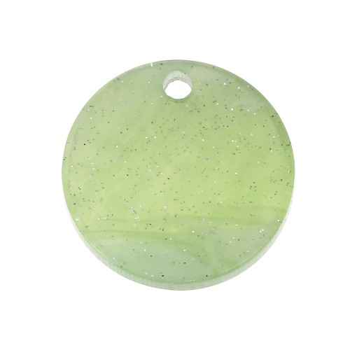 Sequin rond en plexiglas pailleté 19 mm - Olive - Gris vert x1