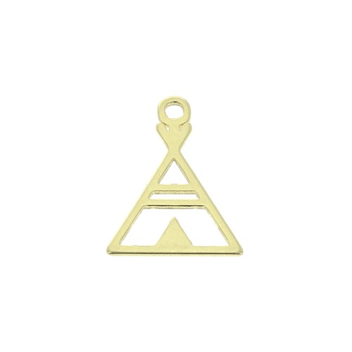 Breloque triangle ethnique - tipi - 13x10 mm en Argent 925 Doré x1