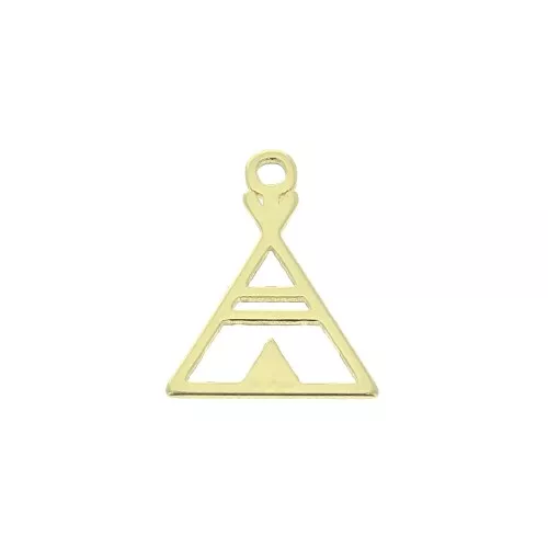 Breloque triangle ethnique - tipi - 13x10 mm en Argent 925 Doré x1