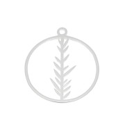 Breloque ronde évidée avec feuillage 16 mm en Argent 925 x1