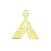 Breloque triangle ethnique design - tipi - 17x14 mm en Argent 925 Doré x1