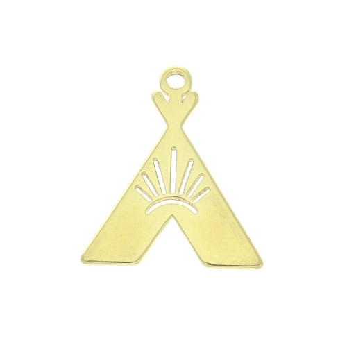 Breloque triangle ethnique design - tipi - 17x14 mm en Argent 925 Doré x1