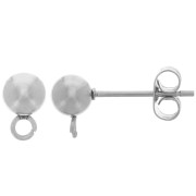 Clous d'oreilles boule 5 mm avec anneau ouvert - Acier inoxydable 304 x2|raw }}