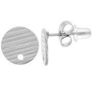Clous d'oreilles disque strié 10 mm avec un trou - Acier inoxydable 304L x2|raw }}