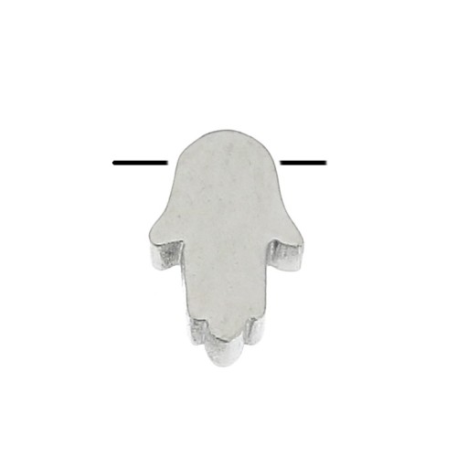 Poussoir - Perle main de Fatma 8x5.5 mm pour cordon 1.5 mm - Acier inoxydable x1