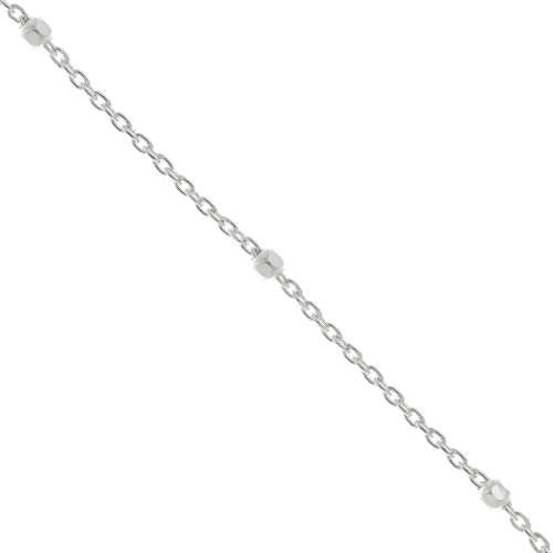 Chaîne maille forçat avec perles rondes facettées 2 mm(1x2) AG925 x50cm