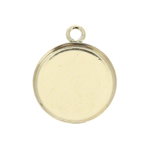 Pendentif rond pour cabochon fond plat 12 mm - Gold filled (or laminé)  x1