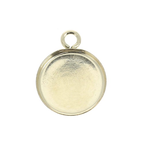 Pendentif rond pour cabochon fond plat 10 mm - Gold filled (or laminé) x1