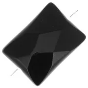 Perle facettée en pierre gemme Agate noire rectangle 14x10 mm x1