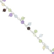 Chaîne fantaisie 6.5 mm avec pierres gemmes rondes - Argent 925 x20cm|raw }}