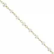 Chaîne fantaisie 4 mm avec perles d'eau douce - Argent 925 Doré à l'or fin x20cm