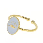 Bague ovale réglable résine époxy - motif oeil - Doré à l'Or Fin - Mauve clair x1