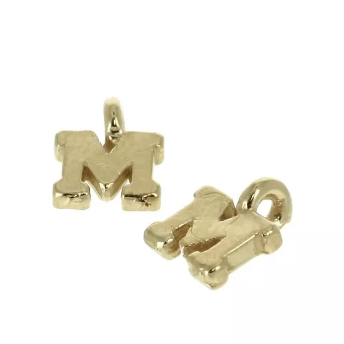 Breloque lettre alphabet 8 mm avec anneau fermé - M - Plaqué Or 3 microns x1