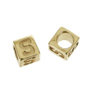 Perle lettre alphabet cube 5 mm avec gros trou - S - Plaqué Or 3 microns x1|raw }}