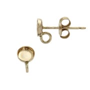 Clous d'oreilles ronds pour cabochon 4mm - anneau fermé Gold Filled (or laminé) x2|raw }}