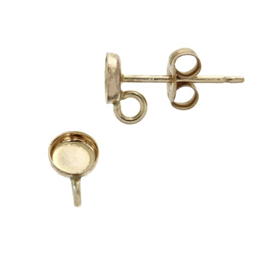 Clous d'oreilles ronds pour cabochon 4mm - anneau fermé Gold Filled (or laminé) x2