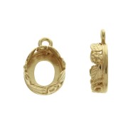 Pendentif ovale travaillé pour cabochon fond plat 10x8 mm - Plaqué Or 3 microns x1