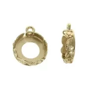 Pendentif rond travaillé pour cabochon fond plat 10 mm - Plaqué Or 3 microns x1