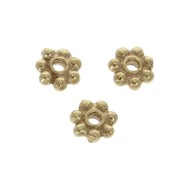 Perles rondelles forme fleur 4 mm - Plaqué Or 3 microns x4
