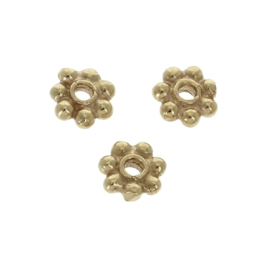 Perles rondelles forme fleur 4 mm - Plaqué Or 3 microns x4