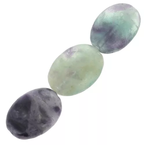 Perles olive plates 14x10 mm en pierre gemme - Fluorite x5