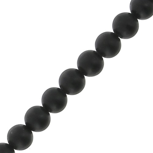 Perles rondes 2 mm en pierre gemme - Agate noire Mat x36cm