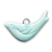 Breloque oiseau en céramique 15x30 mm Bleu|raw }}