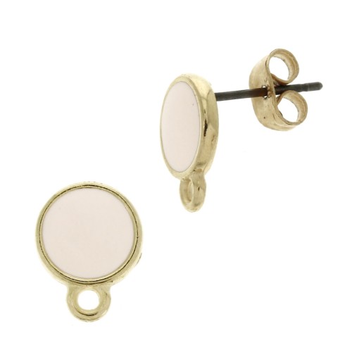 Clous d'oreilles rond en résine époxy  11.5x9 mm Doré à l'or fin - Nude x2