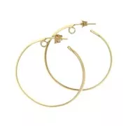 Créoles larges - fil demi-jonc avec anneau ouvert - 37 mm - Doré à l'or fin x2