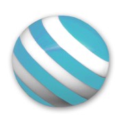 Ronde rayée 14 mm Aqua/Blanc x1