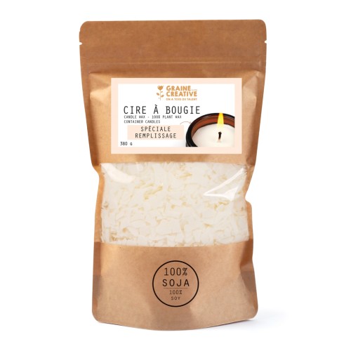 Cire à bougie végétale naturelle - 100% Soja - spéciale remplissage x380g