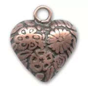 Pendentif coeur 27 mm cuivré vieilli x1