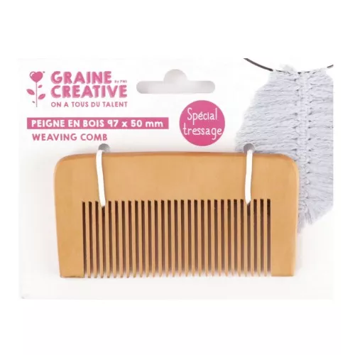 Peigne en bois spécial tressage et macramé 97x50 mm - Naturel x1