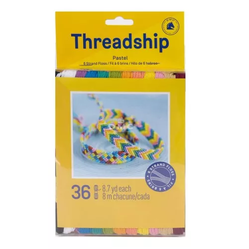 Assortiment 36 échevettes 6 brins pour bracelet brésilien & broderie - Pastel x1