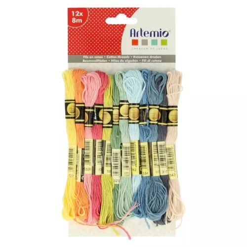 Assortiment 12 échevettes pour bracelet brésilien & broderie - Pastel x1