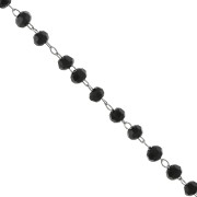 Chaîne avec perles facettées en verre 3 mm en Acier inoxydable 304 - Noir x1m