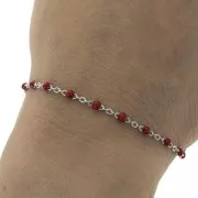 Chaîne avec perles en résine époxy 2 mm - Acier inoxydable 304 - Rouge x1m