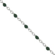 Chaîne avec perles en résine époxy 2 mm - Acier inoxydable 304 - Vert foncé x1m