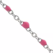 Chaîne avec perles en résine époxy 2 mm - Acier inoxydable 304 - Rose x1m