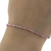 Chaîne avec perles en résine époxy 2 mm - Acier inoxydable 304 - Rose x1m