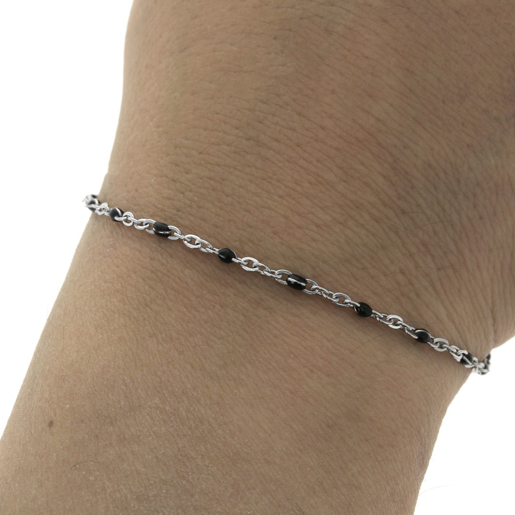 Chaîne avec perles en résine époxy 2 mm - Acier inox 304 - Violet foncé
