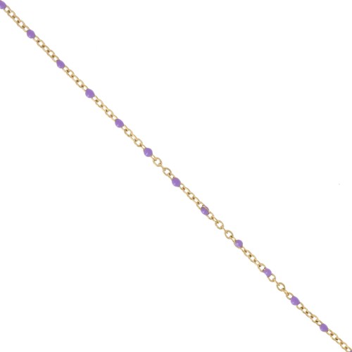 Chaîne avec perles en résine époxy 2 mm - Acier inoxydable 304 Doré - Violet x1m