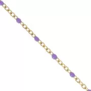 Chaîne avec perles en résine époxy 2 mm - Acier inoxydable 304 Doré - Violet x1m