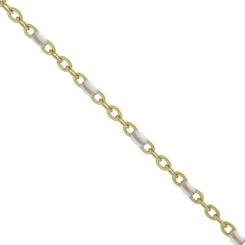 Chaîne avec perles en résine époxy 2 mm - Acier inoxydable 304 Doré - Blanc x1m